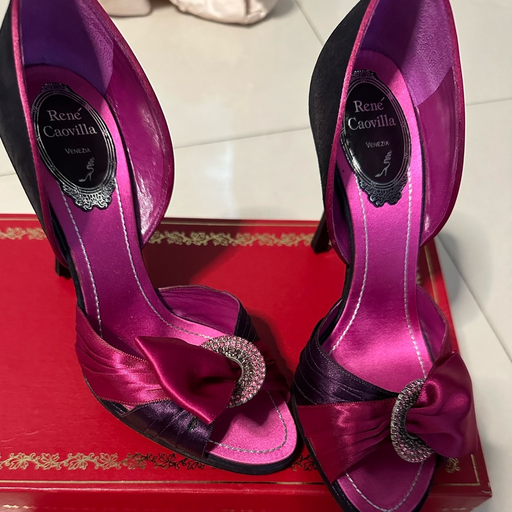 Rene Caovilla Women's Pink Satin Heels